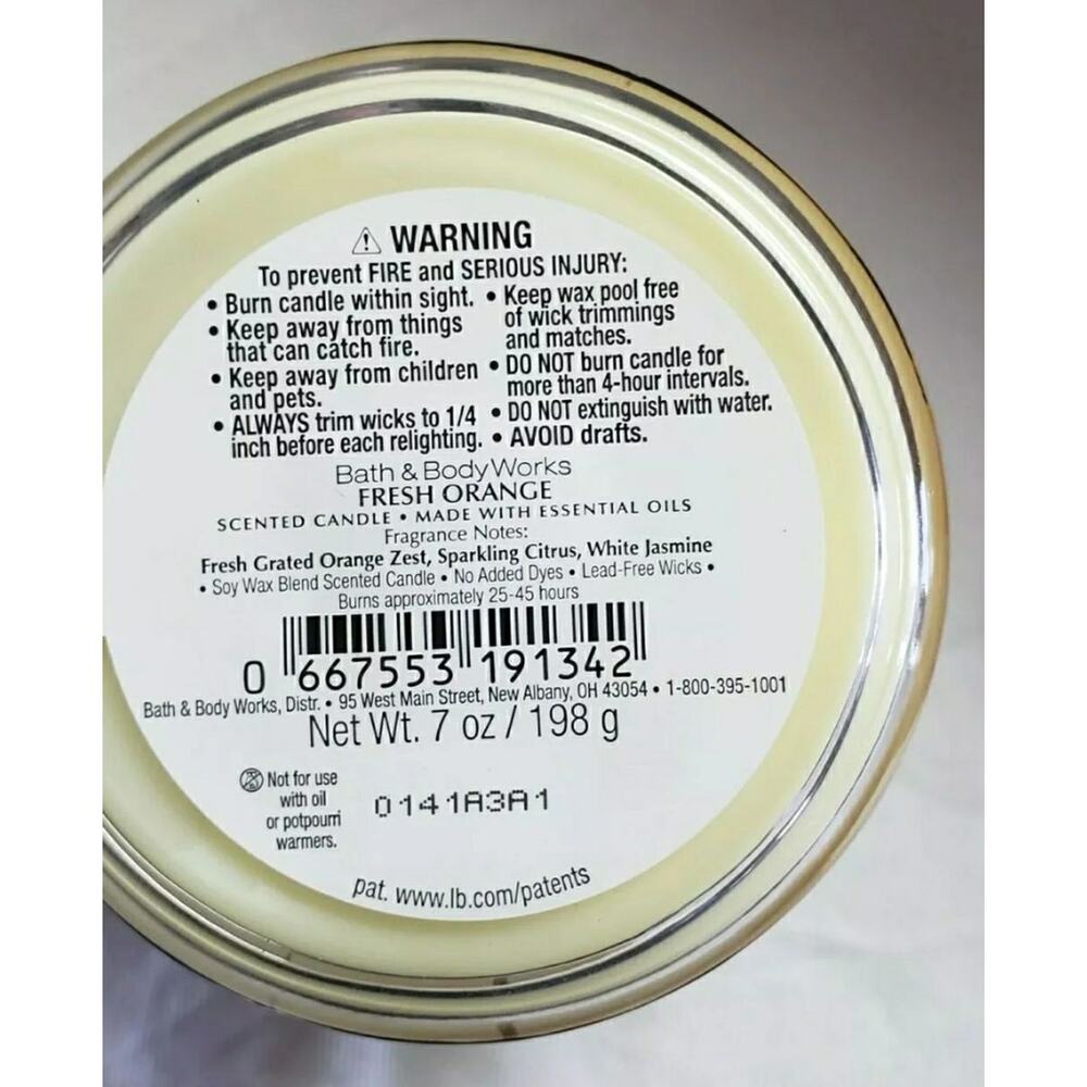 BBW Fresh Orange 7 oz. Single Wick Candle Bundle of 3 Home Fragrance Decor - Picture 2 of 2